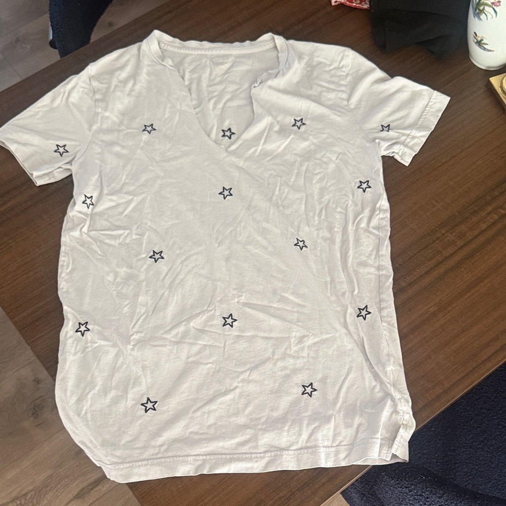 Victoria secret pink grey and star embroidered v neck tee